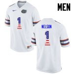 Men's Florida Gators #1 Reggie Nelson NCAA Nike White USA Flag Fashion Authentic Stitched College Football Jersey VXU1162PD